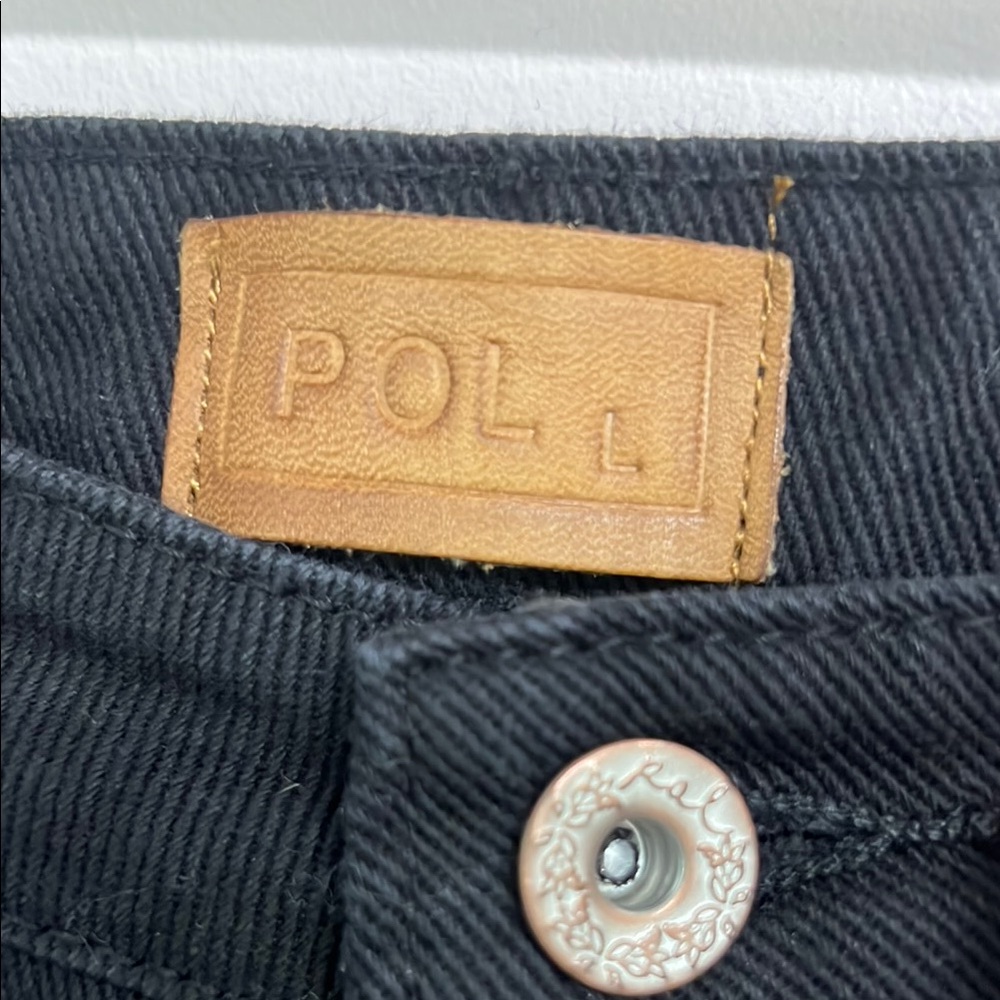 POL Black Jean Shorts Raw Cut-Off Hem - Picture 2 of 6
